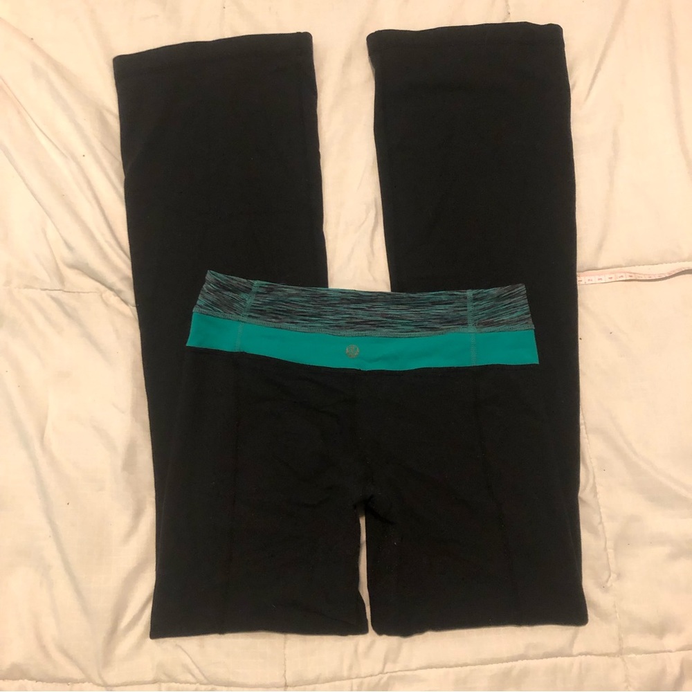3/40$ Lululemon - Turquoise/Black Wide Leg Yoga Pants